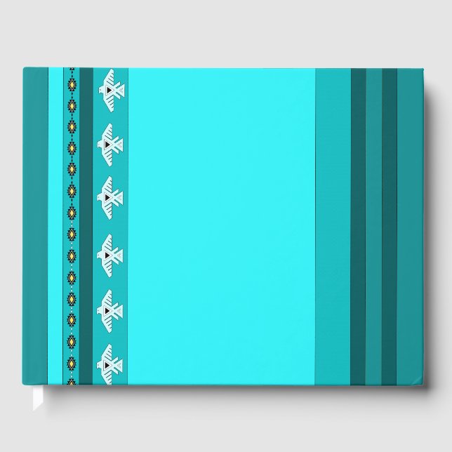 Turquoise Thunderbirds Blue Stripes Guest Book (Front)