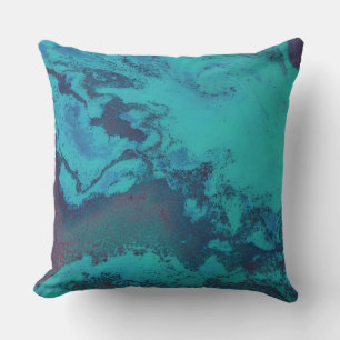 Turquoise Tidal Abyss Throw Pillow
