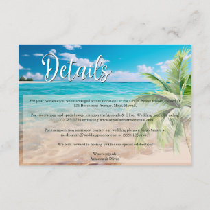 Turquoise Tides Tropical Beach Wedding Details Enclosure Card