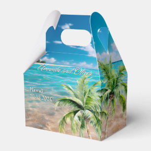Turquoise Tides Tropical Palm Tree Beach Wedding  Favour Box