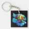 Turquoise Tie Dyed Rose Keychain