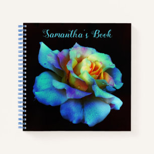 Turquoise Tie-Dyed Rose Notebook