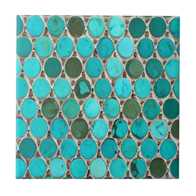 Turquoise tiles oval mosaic (Front)