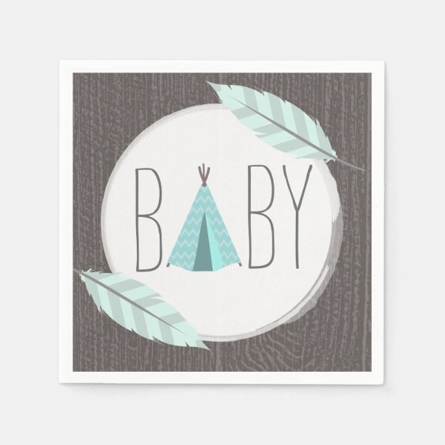 Turquoise Tipi Baby Shower Paper Napkin (Front)