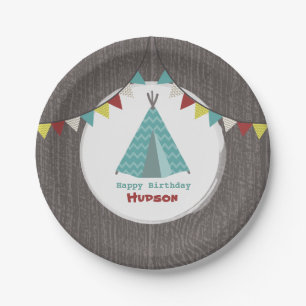 Turquoise Tipi Birthday Paper Plate