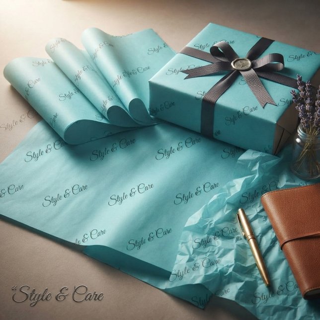 Turquoise Tissue Paper with Name Pattern Print (Turquoise Tissue Paper with Name Pattern Print)