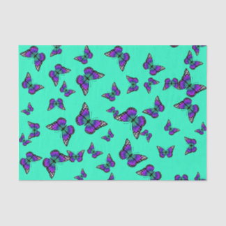 Turquoise Tissue Paper With Purple Butterflies