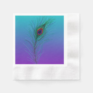 Turquoise to Purple Peacock Feather Napkin