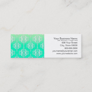 Turquoise to Yellow Damask Pattern Mini Business Card