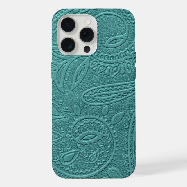 Turquoise Tooled Western Pattern iPhone Case (Back)