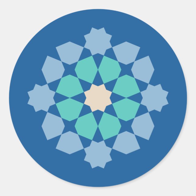 Turquoise Tranquillity Medalion Classic Round Sticker (Front)