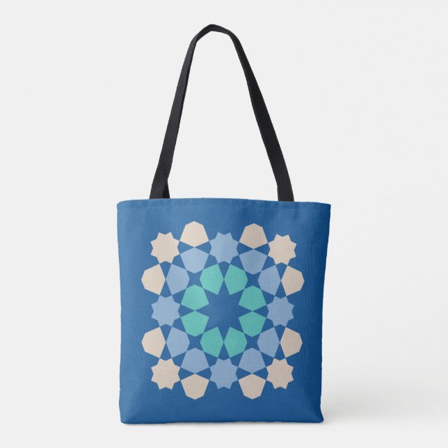 Turquoise Tranquillity Tile Tote Bag (Back)