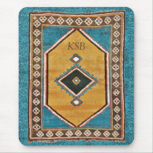 Turquoise Treasure Antique Persian Oriental Rug Mouse Pad