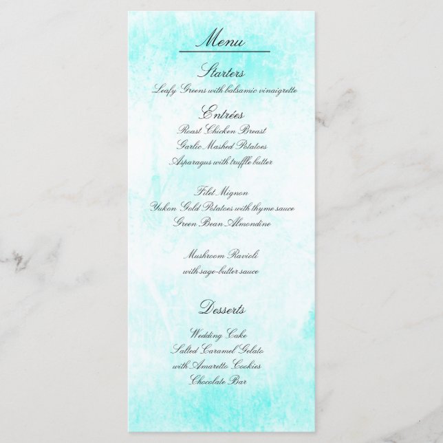 "Turquoise Treasure" Menu Cards (Front)