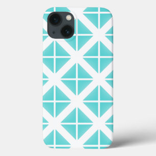 Turquoise Trendy Triangle Pattern iPhone 13 Case