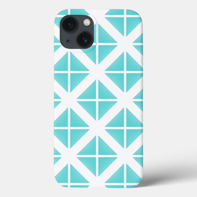 Turquoise Trendy Triangle Pattern Case-Mate iPhone Case (Back)