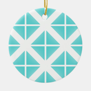 Turquoise Trendy Triangle Pattern Ceramic Ornament