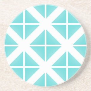 Turquoise Trendy Triangle Pattern Coaster