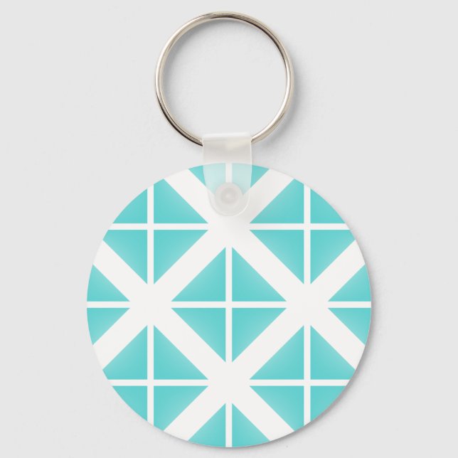 Turquoise Trendy Triangle Pattern Key Ring (Front)
