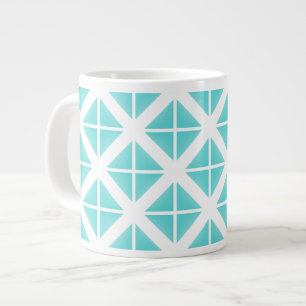 Turquoise Trendy Triangle Pattern Large Coffee Mug