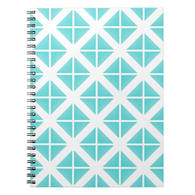 Turquoise Trendy Triangle Pattern Notebook (Front)