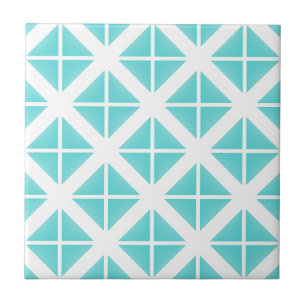 Turquoise Trendy Triangle Pattern Tile
