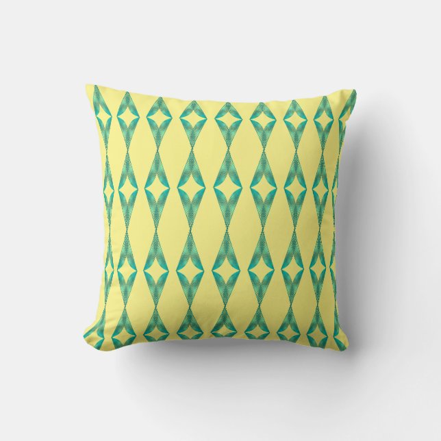 Turquoise Triangels Geometric Pattern Yellow 2 Cushion (Front)