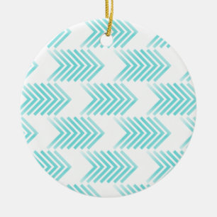Turquoise Tribal Arrow Pattern Ceramic Tree Decoration