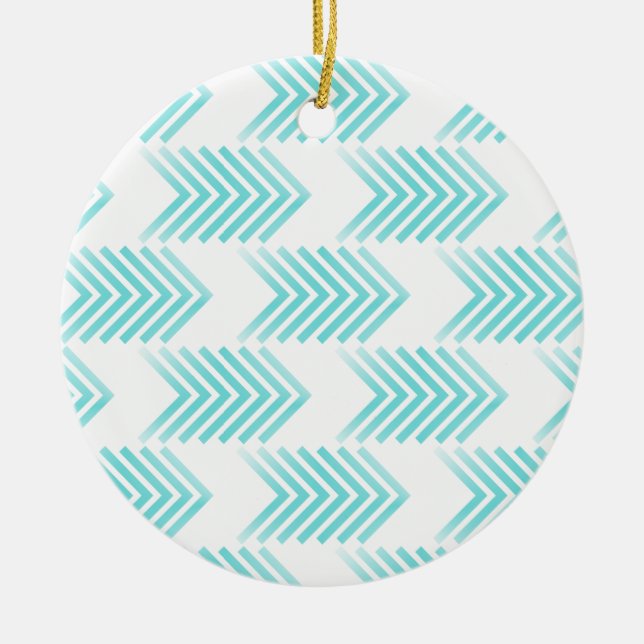Turquoise Tribal Arrow Pattern Ceramic Tree Decoration (Front)