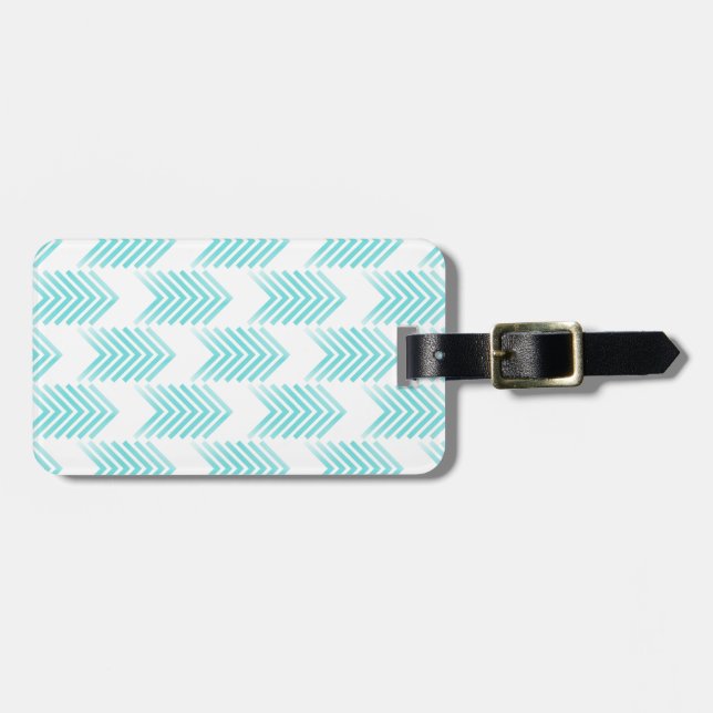 Turquoise Tribal Arrow Pattern Luggage Tag (Front Horizontal)