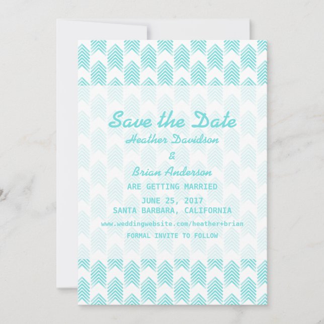 Turquoise Tribal Arrows Save the Date Invite (Front)