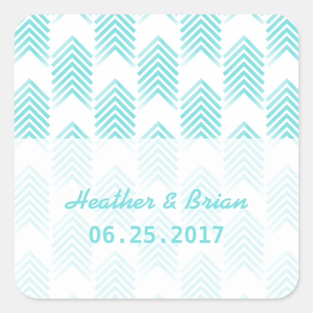 Turquoise Tribal Arrows Wedding Stickers (Front)