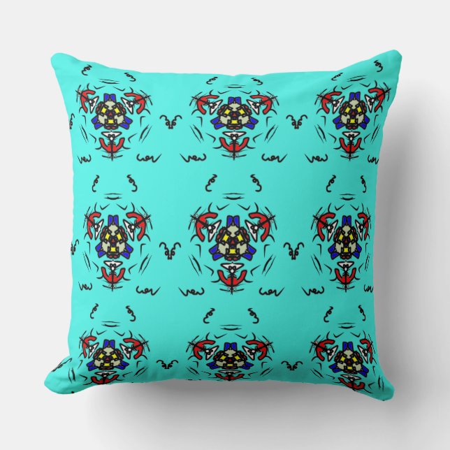 Turquoise Tribal Mandala" Cushion (Front)