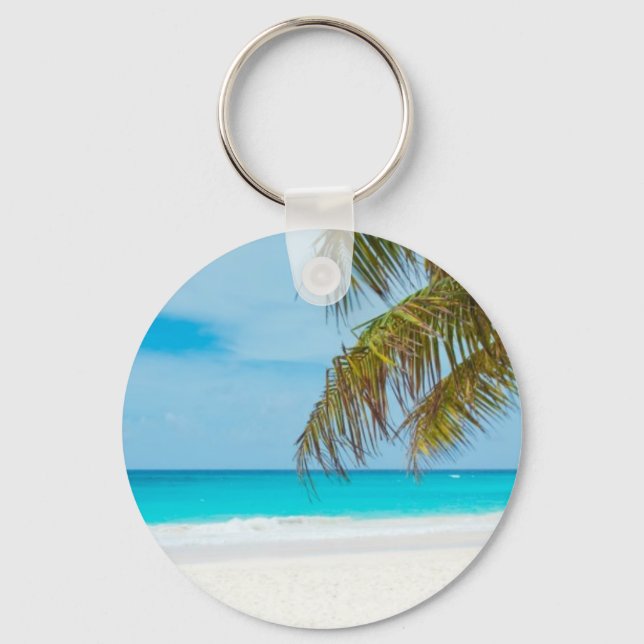 Turquoise Tropical Beach Key Ring (Front)