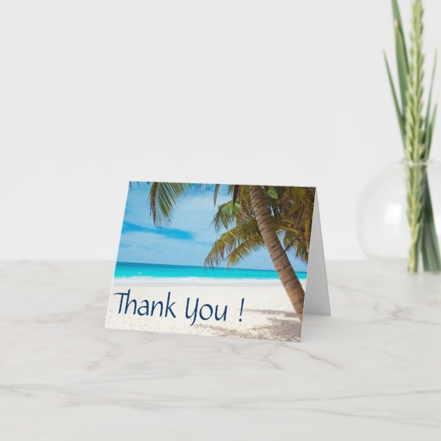 Turquoise Tropical Beach Thank You Card (Front)