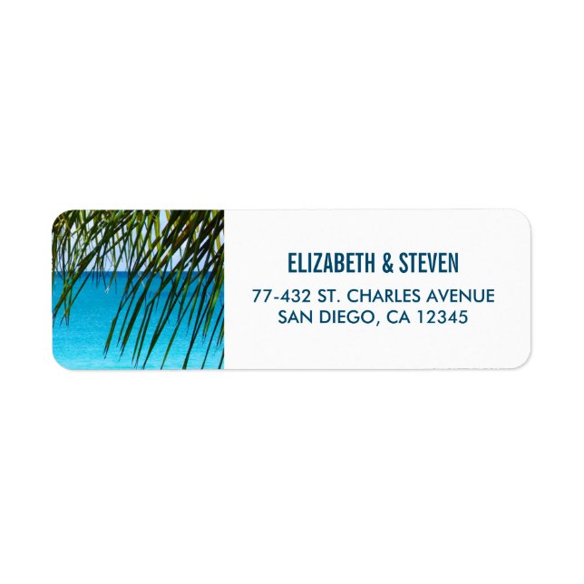 Turquoise Tropical Beach Wedding Return Address Label (Front)