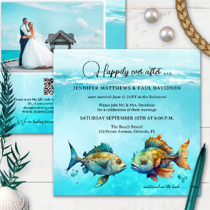 Turquoise Tropical Fish Happily Ever After Wedding Invitation