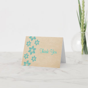 Turquoise Tropical Floral Thank You Card