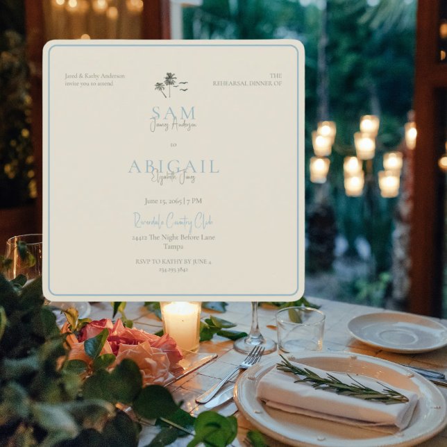 Turquoise Tropics Rehearsal Dinner Square Invitation (Creator Uploaded)
