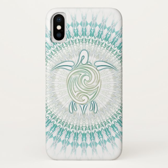 Turquoise Turtle And Mandala Animal Case-Mate iPhone Case (Back)