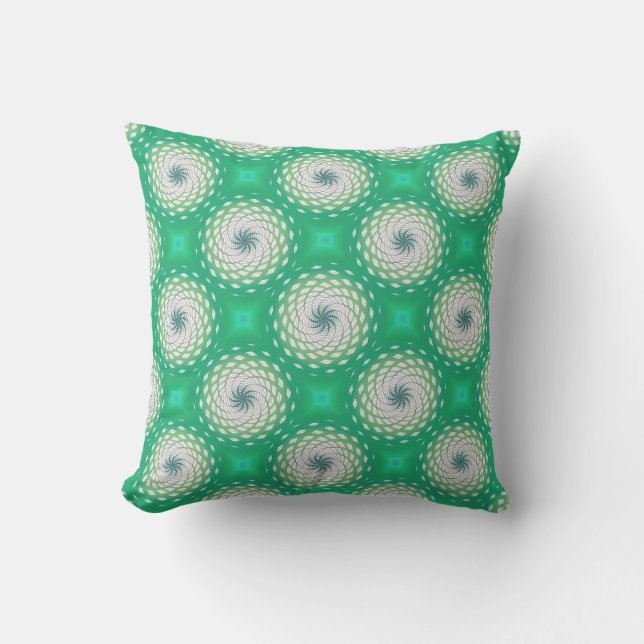 Turquoise Twirl Pattern Dot Cushion (Front)