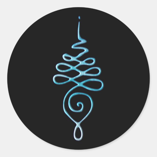 Turquoise Unalome Classic Round Sticker (Front)
