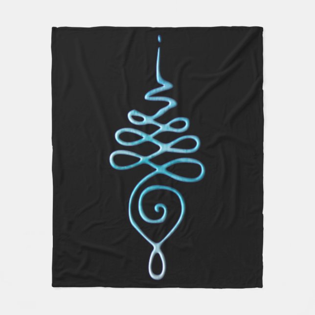 Turquoise Unalome Fleece Blanket (Front)