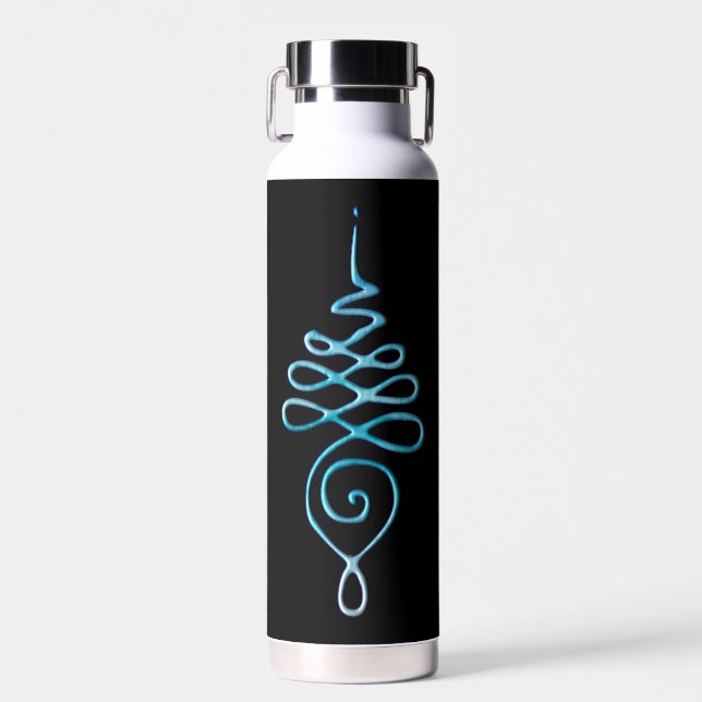 Turquoise Unalome  Water Bottle (Front)