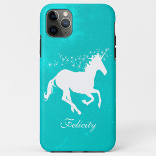 Turquoise Unicorn Personalised iPhone 11 Pro Max Case