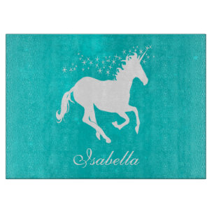 Turquoise Unicorn Personalised Cutting Board