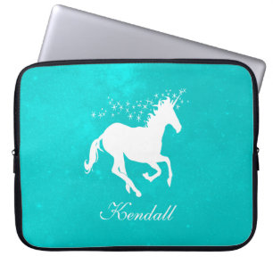 Turquoise Unicorn Personalised Laptop Sleeve