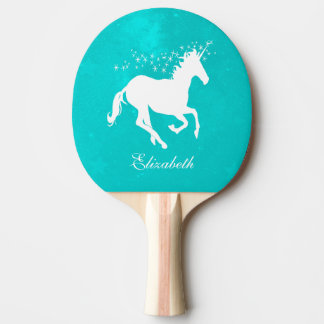 Turquoise Unicorn Personalised Ping Pong Paddle