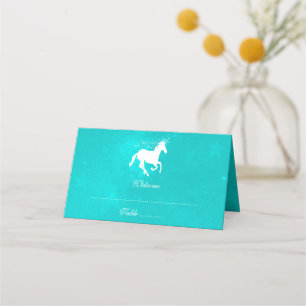 Turquoise Unicorn Reception Place Card