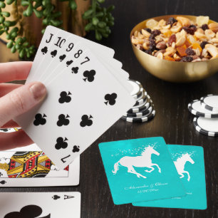 Turquoise Unicorn Wedding Favour Card Deck